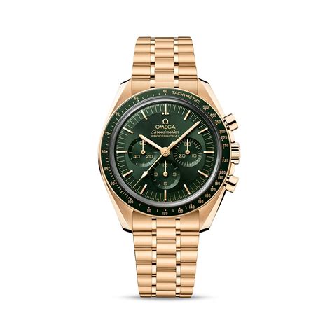 omega speedmaster moonshine gold green dial|omega speedmaster moonwatch green.